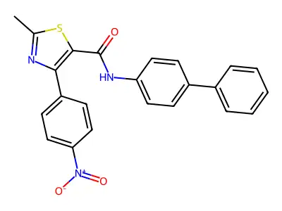 2-methyl-4-(4-nitrophenyl)-N-(4-phenylphenyl)-1,3-thiazole-5-carboxamide structure