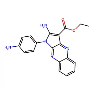 ethyl 2-amino-1-(4-aminophenyl)-1H-pyrrolo[2,3-b]quinoxaline-3-carboxylate structure