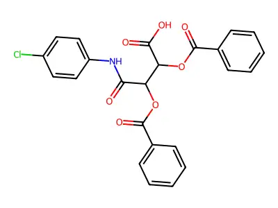 3-[N-(4-chlorophenyl)carbamoyl]-2,3-diphenylcarbonyloxypropanoic acid structure