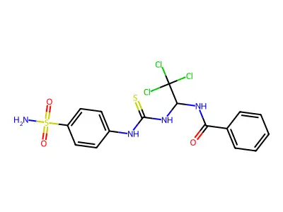 N-(2,2,2-trichloro-1-{[(4-sulfamoylphenyl)carbamothioyl]amino}ethyl)benzamide structure