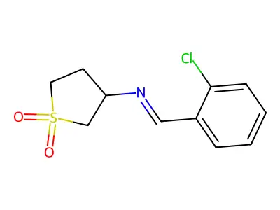 N-[(E)-(2-chlorophenyl)methylidene]tetrahydrothiophen-3-amine 1,1-dioxide structure