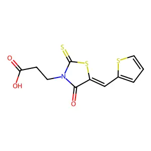 3-[4-Oxo-5-(2-thienylmethylene)-2-thioxo-1,3-thiazolidin-3-yl]propanoic acid structure