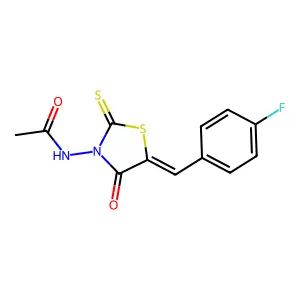 N-[5-(4-Fluoro-benzylidene)-4-oxo-2-thioxo-thiazolidin-3-yl]-acetamide structure