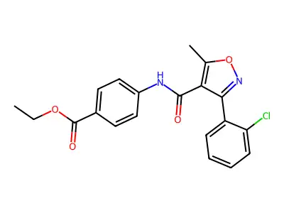 Ethyl 4-(3-(2-chlorophenyl)-5-methylisoxazole-4-carboxamido)benzoate structure
