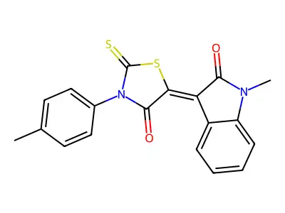 (3Z)-1-methyl-3-[3-(4-methylphenyl)-4-oxo-2-thioxo-1,3-thiazolidin-5-ylidene]-1,3-dihydro-2H-indol-2-one structure