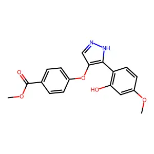 methyl 4-((3-(2-hydroxy-4-methoxyphenyl)-1H-pyrazol-4-yl)oxy)benzoate structure