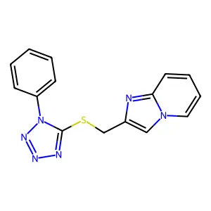 2-{[(1-phenyl-1H-tetrazol-5-yl)sulfanyl]methyl}imidazo[1,2-a]pyridine structure