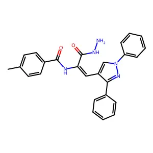 N-(1-(1,3-Diphenyl-1H-pyrazol-4-yl)-3-hydrazinyl-3-oxoprop-1-en-2-yl)-4-methylbenzamide structure