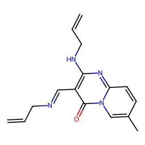 7-methyl-2-[(prop-2-en-1-yl)amino]-3-[(1E)-[(prop-2-en-1-yl)imino]methyl]-4H-pyrido[1,2-a]pyrimidin-4-one structure