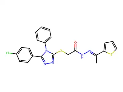 2-{[5-(4-chlorophenyl)-4-phenyl-4H-1,2,4-triazol-3-yl]sulfanyl}-N'-[(1E)-1-(thiophen-2-yl)ethylidene]acetohydrazide structure