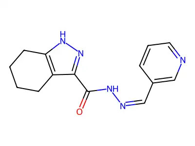 (Z)-N'-(pyridin-3-ylmethylene)-4,5,6,7-tetrahydro-1H-indazole-3-carbohydrazide structure