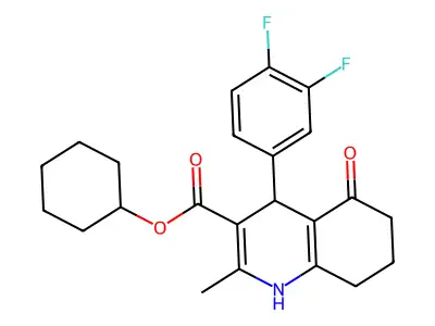 cyclohexyl 4-(3,4-difluorophenyl)-2-methyl-5-oxo-1,4,5,6,7,8-hexahydroquinoline-3-carboxylate structure