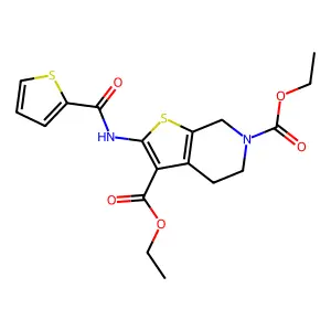 3,6-diethyl 2-(thiophene-2-amido)-4H,5H,6H,7H-thieno[2,3-c]pyridine-3,6-dicarboxylate structure