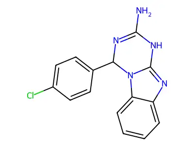 (4R)-4-(4-chlorophenyl)-1,4-dihydro-[1,3,5]triazino[1,2-a]benzimidazol-2-amine structure