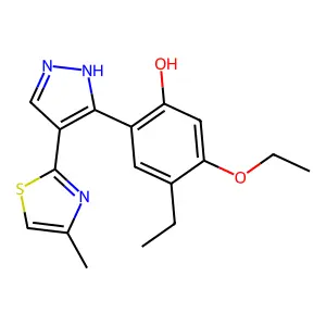 5-ethoxy-4-ethyl-2-[4-(4-methyl-1,3-thiazol-2-yl)-1H-pyrazol-3-yl]phenol structure