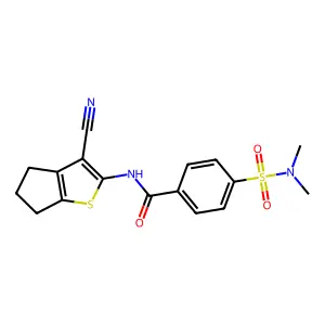 N-{3-cyano-4H,5H,6H-cyclopenta[b]thiophen-2-yl}-4-(dimethylsulfamoyl)benzamide structure