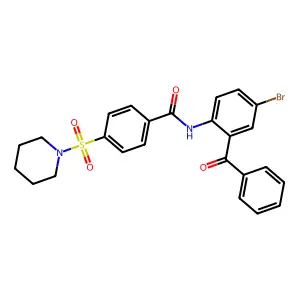 N-(2-benzoyl-4-bromophenyl)-4-(piperidin-1-ylsulfonyl)benzamide structure