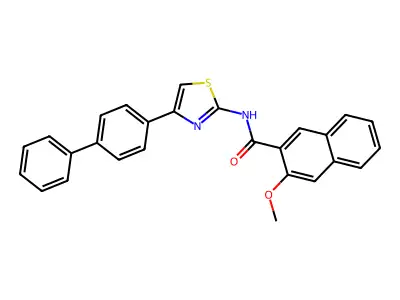 3-methoxy-N-[4-(4-phenylphenyl)-1,3-thiazol-2-yl]naphthalene-2-carboxamide structure