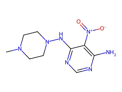 4-N-(4-methylpiperazin-1-yl)-5-nitropyrimidine-4,6-diamine structure