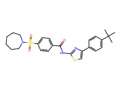 4-(azepan-1-ylsulfonyl)-N-(4-(4-(tert-butyl)phenyl)thiazol-2-yl)benzamide structure
