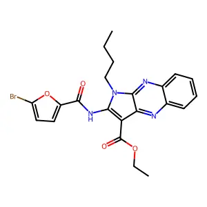 Ethyl 2-(5-bromofuran-2-carboxamido)-1-butyl-1H-pyrrolo[2,3-b]quinoxaline-3-carboxylate structure