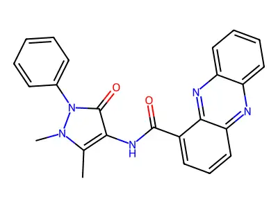 N-(1,5-dimethyl-3-oxo-2-phenyl-2,3-dihydro-1H-pyrazol-4-yl)phenazine-1-carboxamide structure