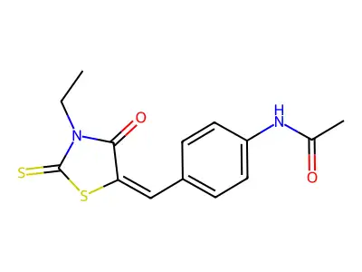 N-(4-((4-Ethyl-5-oxo-3-thioxo-2,4-thiazolidinylidene)methyl)phenyl)ethanamide structure