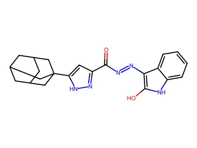 (Z)-3-((1S,3s)-adamantan-1-yl)-N'-(2-oxoindolin-3-ylidene)-1H-pyrazole-5-carbohydrazide structure