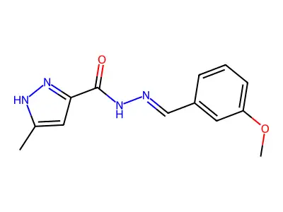 (E)-N'-(3-methoxybenzylidene)-3-methyl-1H-pyrazole-5-carbohydrazide structure