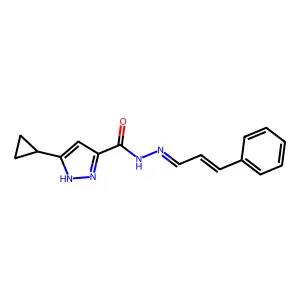 (E)-3-cyclopropyl-N'-((E)-3-phenylallylidene)-1H-pyrazole-5-carbohydrazide structure