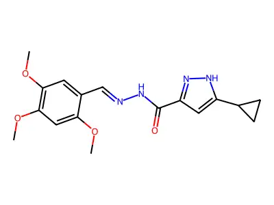 (E)-3-cyclopropyl-N'-(2,4,5-trimethoxybenzylidene)-1H-pyrazole-5-carbohydrazide structure