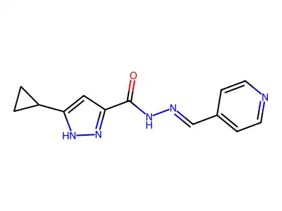 (E)-3-cyclopropyl-N'-(pyridin-4-ylmethylene)-1H-pyrazole-5-carbohydrazide structure