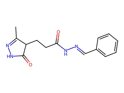 3-(3-methyl-5-oxo-4,5-dihydro-1H-pyrazol-4-yl)-N'-[(E)-phenylmethylidene]propanehydrazide structure