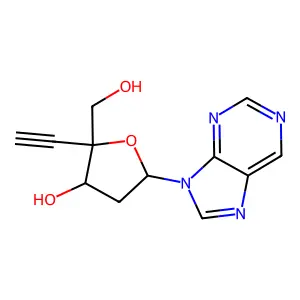 (2R,3S,5R)-2-ethynyl-2-(hydroxymethyl)-5-purin-9-yl-tetrahydrofuran-3-ol structure