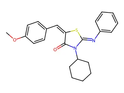 3-Cyclohexyl-5-(4-methoxybenzylidene)-2-(phenylimino)-1,3-thiazolidin-4-one structure