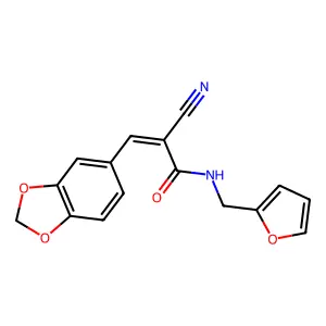 (Z)-3-(1,3-benzodioxol-5-yl)-2-cyano-N-(furan-2-ylmethyl)prop-2-enamide structure