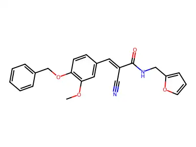(2E)-3-[4-(benzyloxy)-3-methoxyphenyl]-2-cyano-N-(furan-2-ylmethyl)prop-2-enamide structure