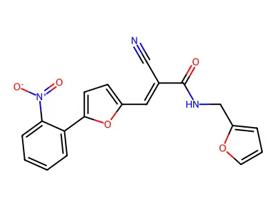 (E)-2-cyano-N-(furan-2-ylmethyl)-3-(5-(2-nitrophenyl)furan-2-yl)acrylamide structure