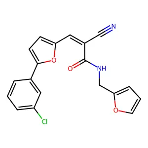 (E)-3-(5-(3-chlorophenyl)furan-2-yl)-2-cyano-N-(furan-2-ylmethyl)acrylamide structure