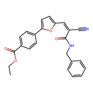 ethyl 4-[5-[(E)-3-(benzylamino)-2-cyano-3-oxoprop-1-enyl]furan-2-yl]benzoate structure