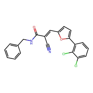 (2E)-N-benzyl-2-cyano-3-[5-(2,3-dichlorophenyl)furan-2-yl]prop-2-enamide structure