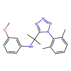 N-[2-[1-(2,6-dimethylphenyl)tetrazol-5-yl]propan-2-yl]-3-methoxyaniline structure