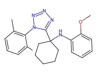 N-[1-[1-(2,6-dimethylphenyl)tetrazol-5-yl]cyclohexyl]-2-methoxyaniline structure