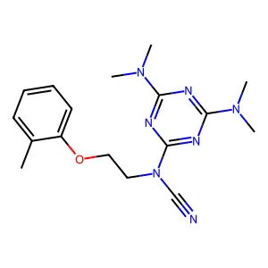 [4,6-Bis(dimethylamino)-1,3,5-triazin-2-yl]-[2-(2-methylphenoxy)ethyl]cyanamide structure