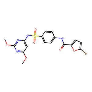 5-bromo-N-(4-{[(2,6-dimethoxy-4-pyrimidinyl)amino]sulfonyl}phenyl)-2-furamide structure