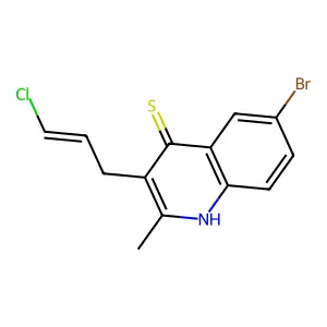 6-bromo-3-[(E)-3-chloroprop-2-enyl]-2-methyl-1H-quinoline-4-thione structure