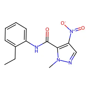 N-(2-ethylphenyl)-2-methyl-4-nitropyrazole-3-carboxamide structure