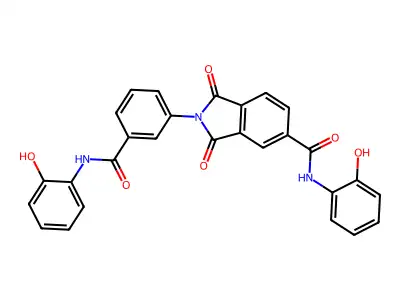 N-(2-hydroxyphenyl)-2-[3-[(2-hydroxyphenyl)carbamoyl]phenyl]-1,3-dioxoisoindole-5-carboxamide structure