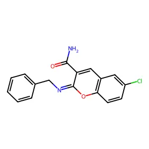 (2Z)-2-(benzylimino)-6-chloro-2H-chromene-3-carboxamide structure