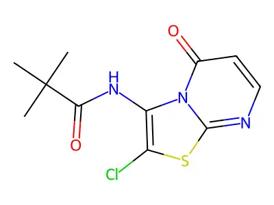 N-(2-chloro-5-oxo-[1,3]thiazolo[3,2-a]pyrimidin-3-yl)-2,2-dimethylpropanamide structure